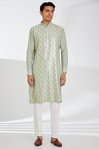 multi-colored crepe printed kurta set