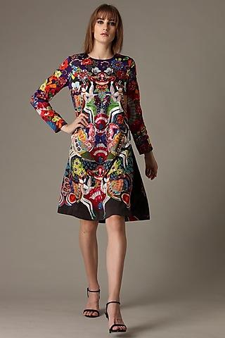 multi-colored digital printed mini dress