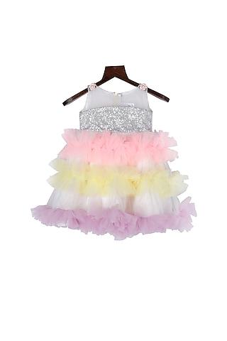 multi colored dress with unicorn frills for girls