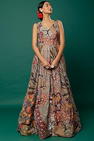 multi-colored embellished gown