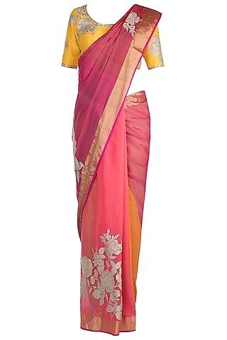 multi colored embellished saree set