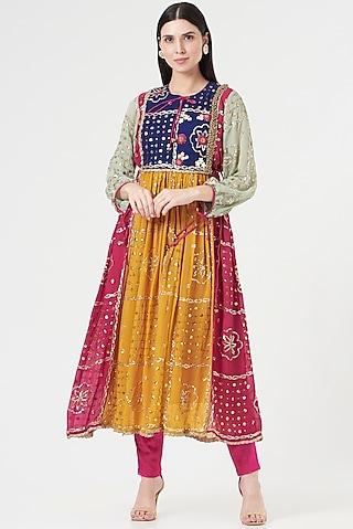 multi-colored embroidered anarkali