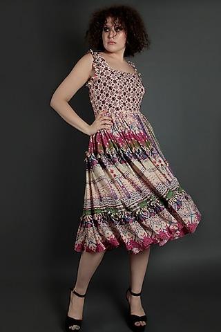 multi colored embroidered checkered dress