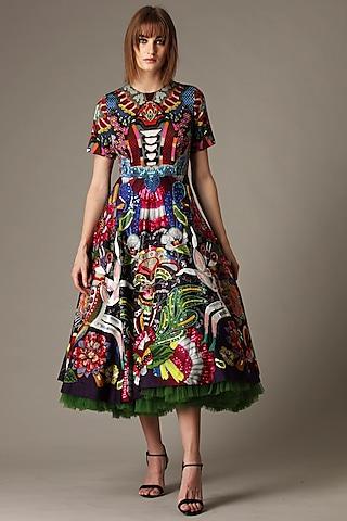 multi-colored embroidered dress