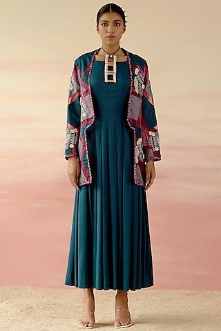 multi-colored embroidered jacket dress