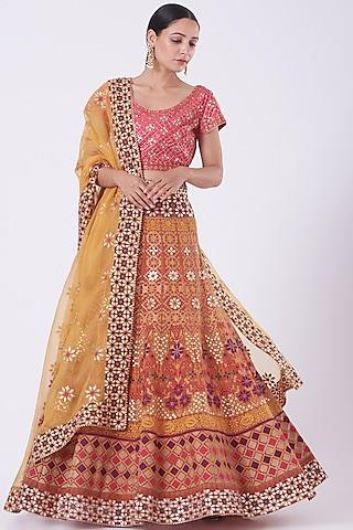 multi-colored embroidered lehenga set