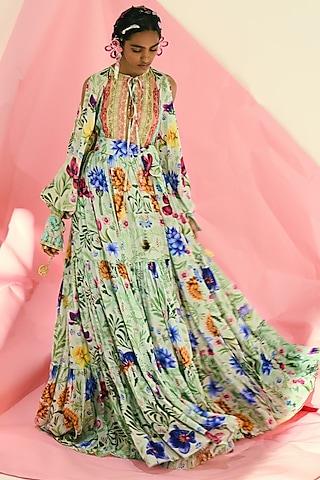 multi-colored embroidered maxi dress