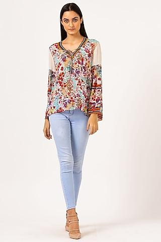 multi colored floral boho blouse