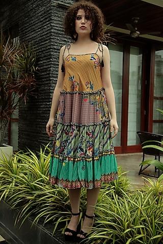 multi colored floral embroidered dress