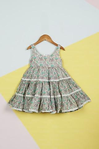 multi-colored floral printed dress for girls