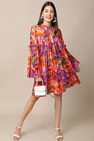 multi-colored floral printed dress