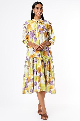 multi-colored floral printed dress