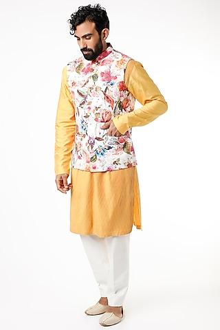 multi colored floral printed nehru jacket