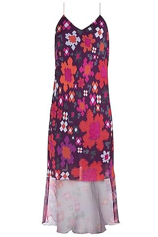 multi colored floral printed slip dress