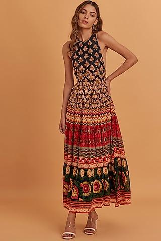 multi-colored georgette printed dress