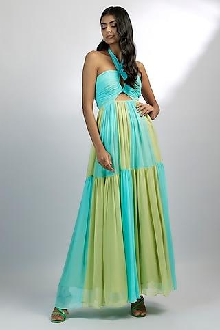 multi-colored georgette shaded gown