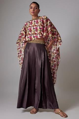 multi-colored habutai silk printed cape set