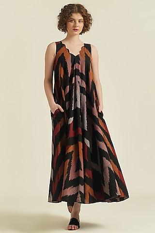 multi-colored handwoven ikat cotton maxi dress