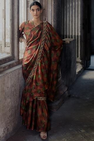 multi-colored handwoven silk saree set