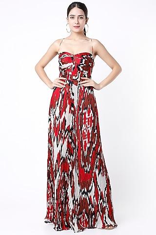 multi colored ikat printed maxi dress