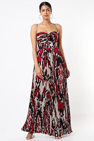 multi-colored ikat printed maxi dress