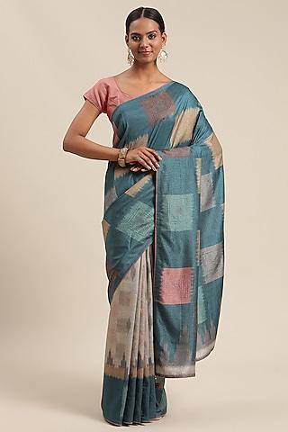 multi-colored ikat printed saree