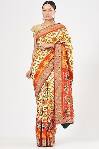 multi-colored ikat saree