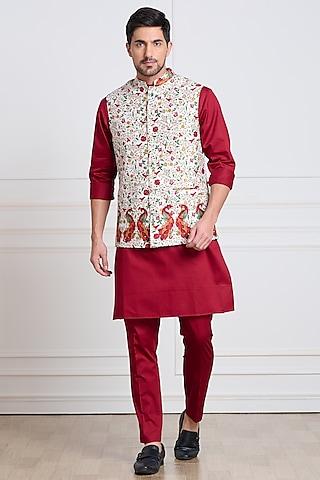 multi-colored kalamkari embroidered bundi jacket