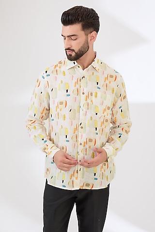 multi-colored linen digital printed shirt