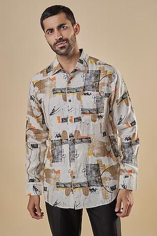 multi-colored linen printed shirt