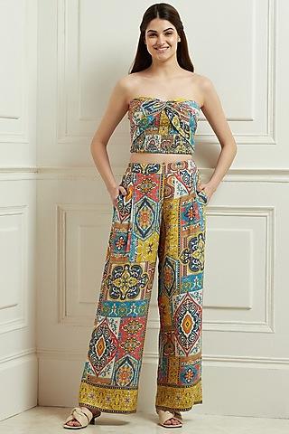 multi-colored linen printed tube top