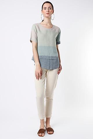 multi-colored linen woven top