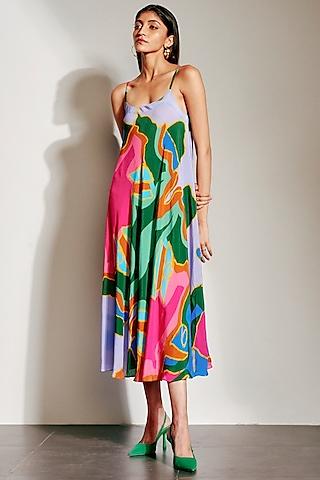 multi-colored midi dress