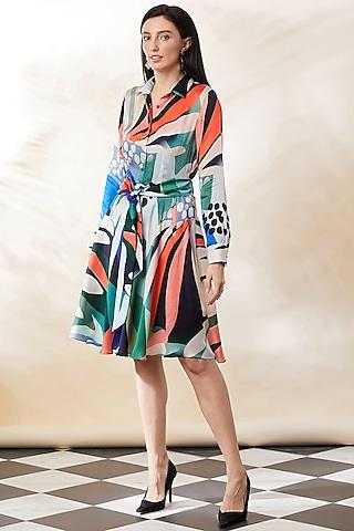 multi-colored modal satin printed dress
