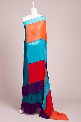 multi colored mondrian saree