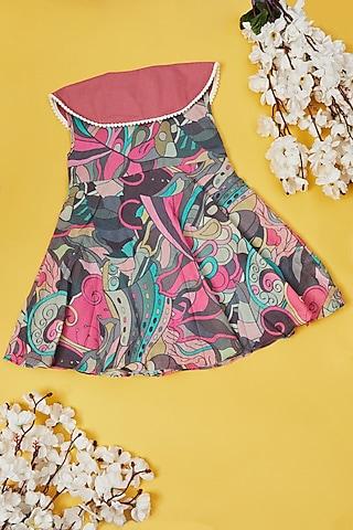 multi-colored mul abstract printed skater dress for girls
