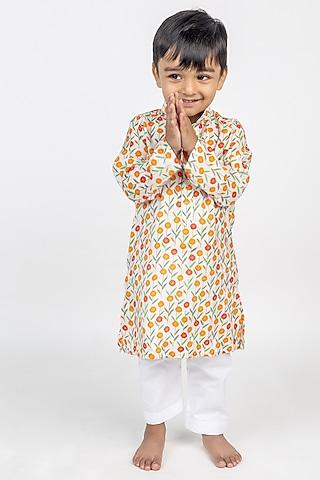 multi-colored muslin digital printed kurta set for boys
