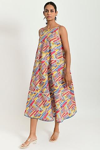 multi-colored organic cotton printed maxi dress