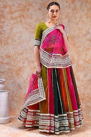 multi-colored organza gota work lehenga set