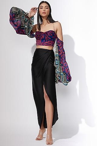 multi colored pleated & printed blouse