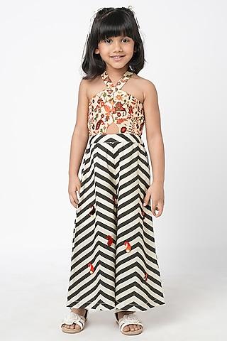 multi-colored polyester printed jumpsuit for girls