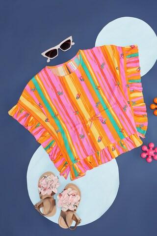 multi-colored print rayon girls regular fit tops