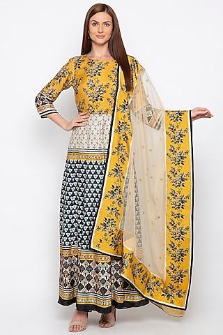 multi colored printed anarkali with dupatta