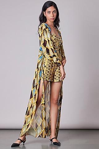 multi-colored printed cape