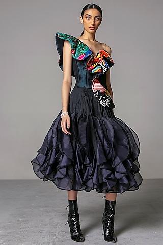 multi colored printed corset