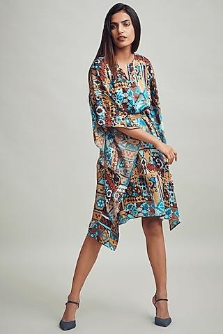 multi-colored printed kaftan dress