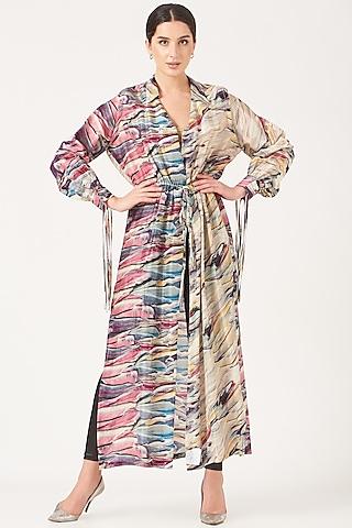 multi-colored printed kaftan tunic