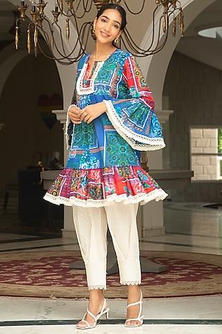 multi-colored printed kurta set