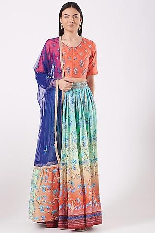 multi-colored printed lehenga set