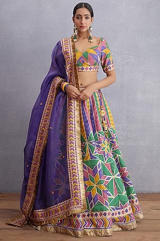 multi-colored printed lehenga set